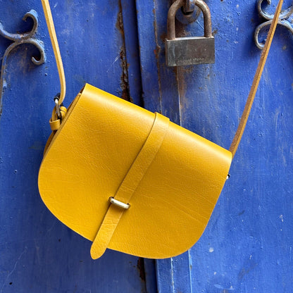 Loop Closure Leather Saddle Bag Sam Crossbody - Yellow