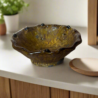 Handmade Tamegroute Green Bowl – Rustic Moroccan Pottery (13cm)