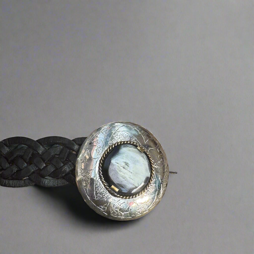 Black Braided Leather Belt with handcrafted Silver Buckle – Handmade in Morocco