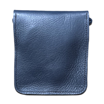 Small Leather Crossbody Bag with Pop Bag Closure Blue