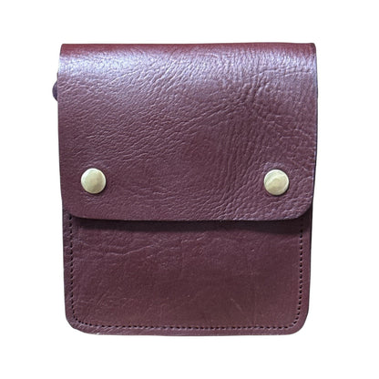 Small Leather Crossbody Bag with Pop Bag Closure Burgundy