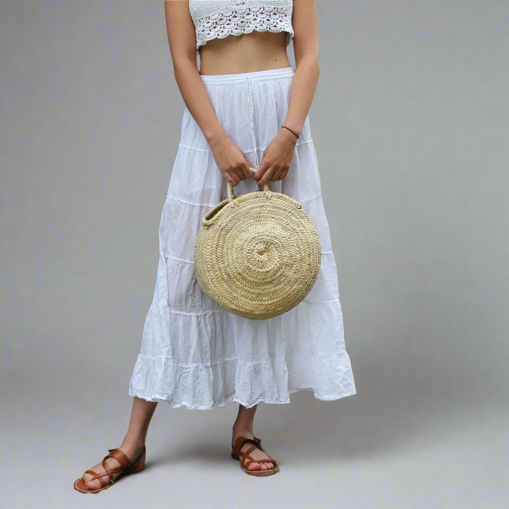 Roundy Palm Leaf Basket – Handwoven in Morocco (3 Sizes)