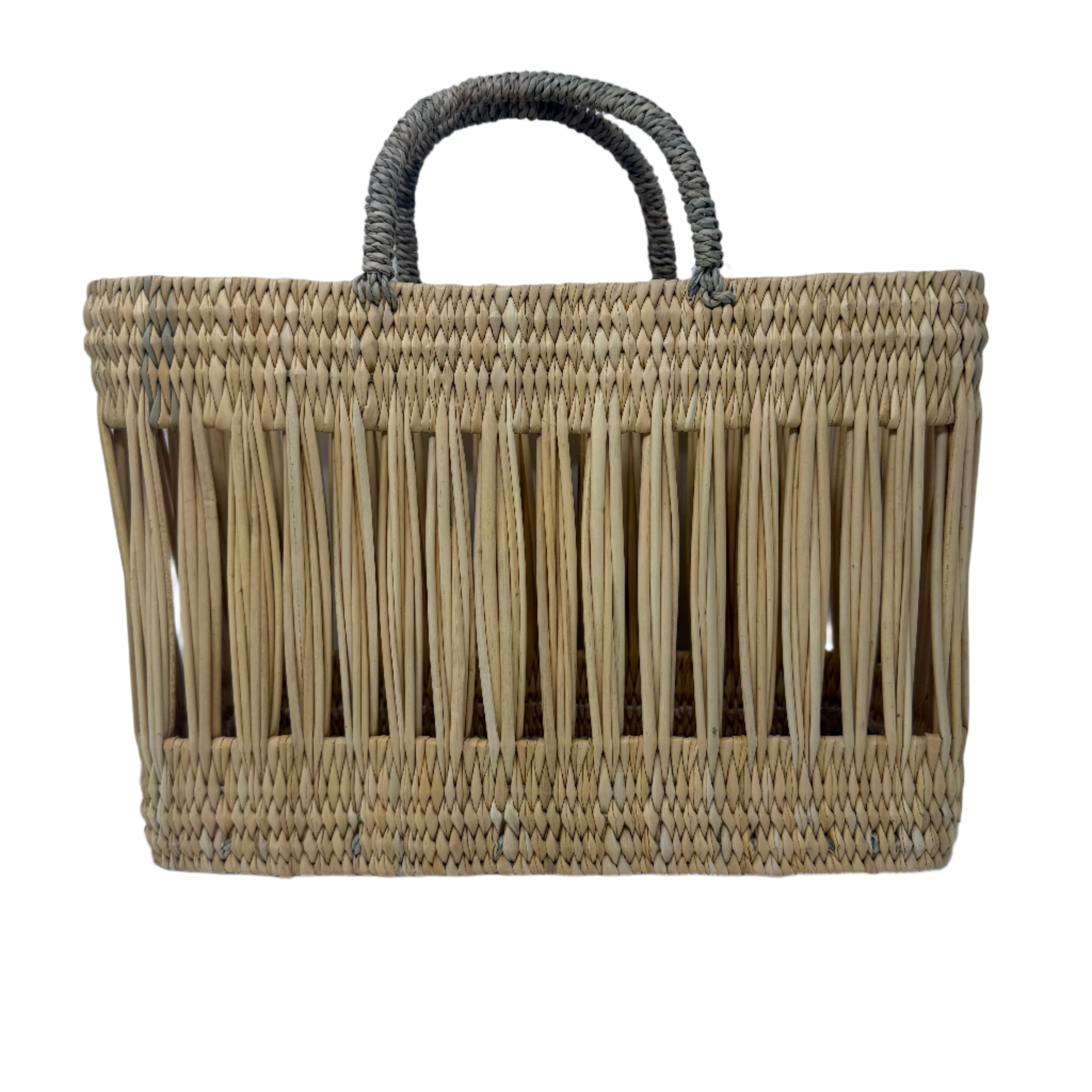 Essaouira Reed Basket Bag – Natural Palm Handle Tote