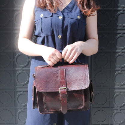 Camera Satchel Bag - Chocolate-ISMAD LONDON