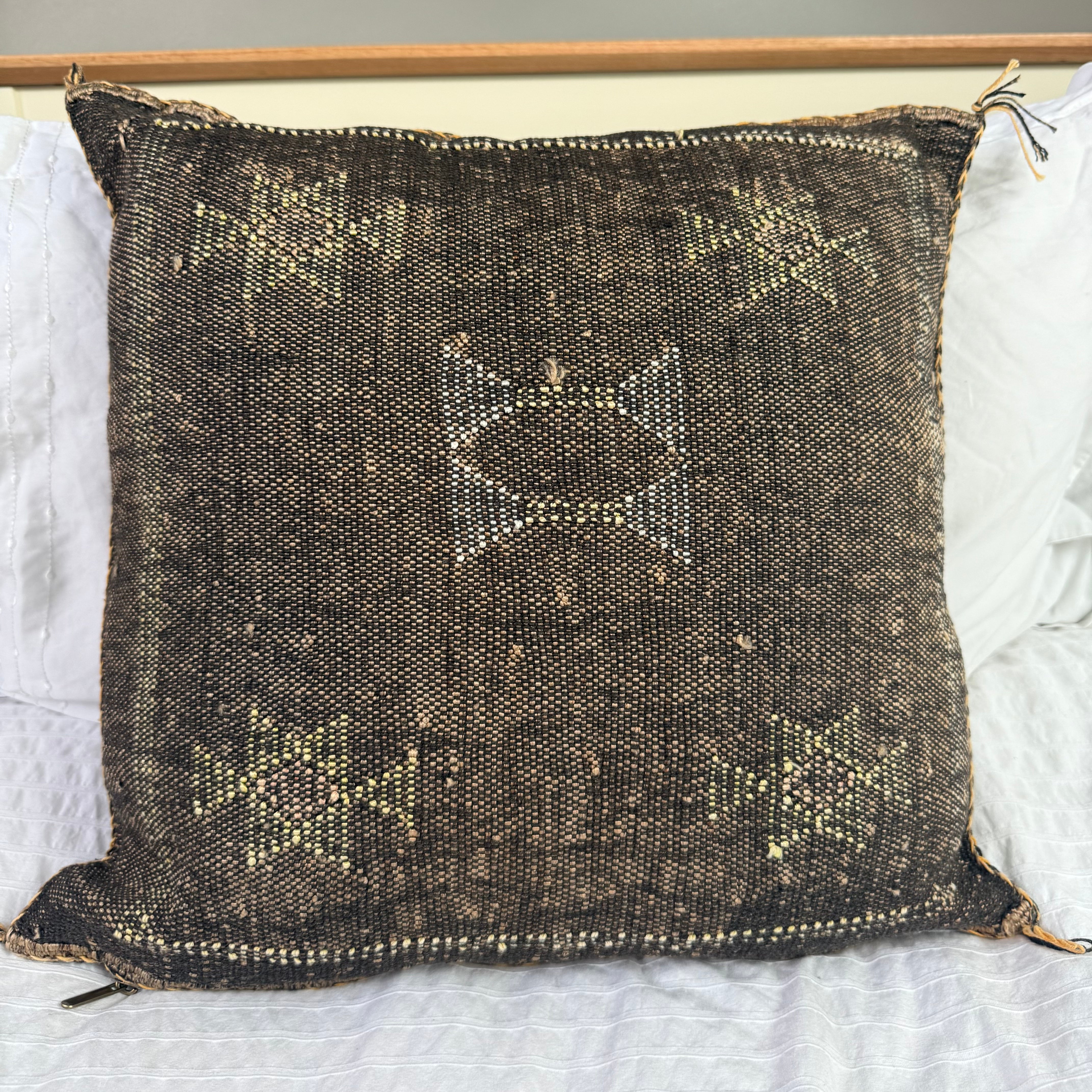 Brown Handmade Moroccan Cactus Silk Cushion – 50x50cm