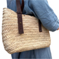 Handwoven Palm Leaf Clutch Bag with Adjustable Leather Strap