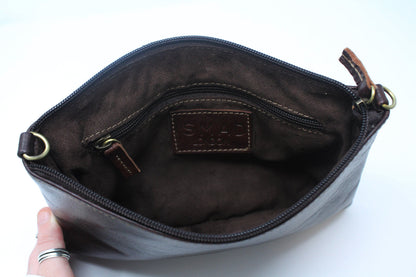 Dark Brown Crossbody Leather Clutch Bag - Artisan Stories 