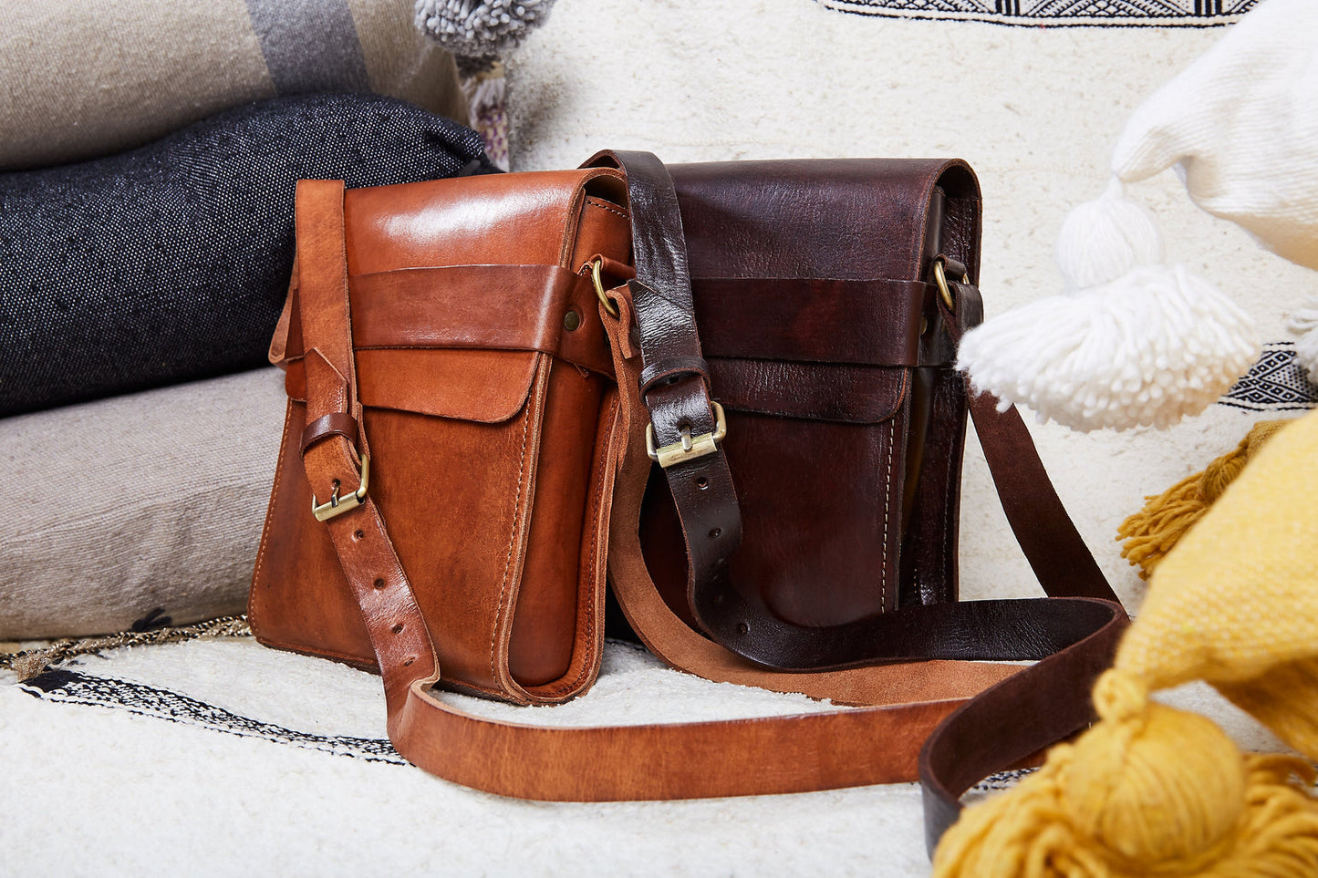 Dark Brown Leather City Bag - Artisan Stories 