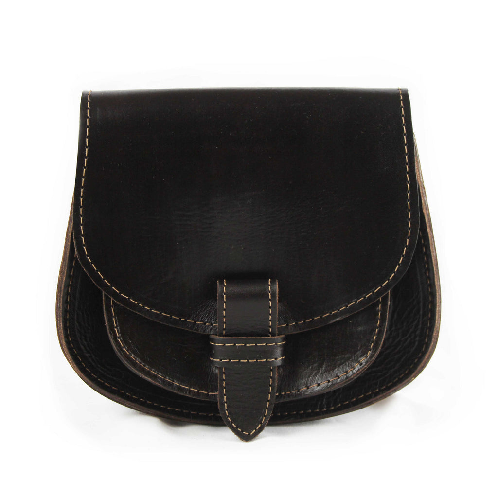 Dark Brown Maya Leather Saddle Bag