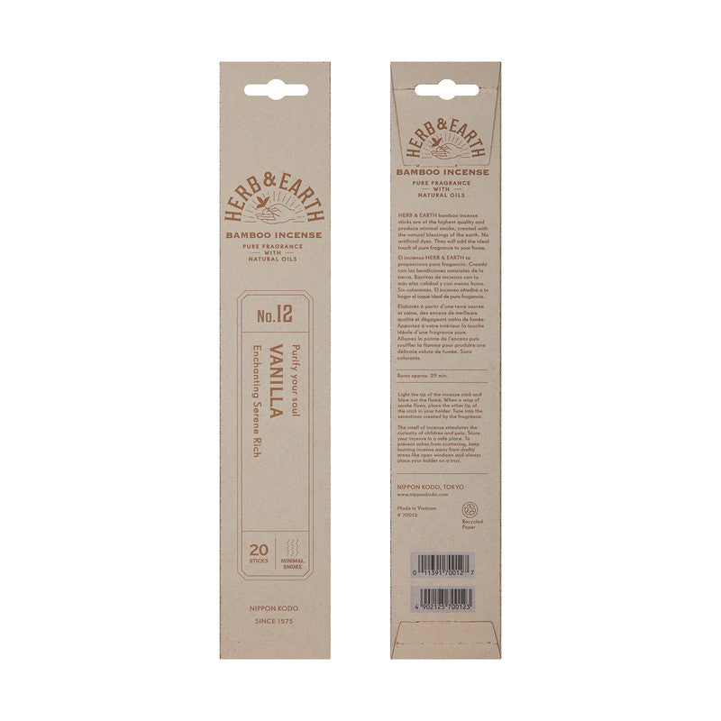 Vanilla Herb & Earth  Bamboo Incense (20 sticks)