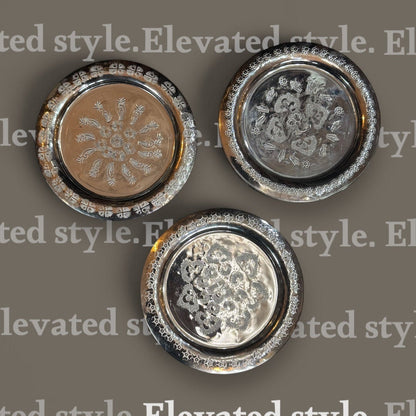 Hand-Embossed Moroccan Aluminium Candle Plate & Coaster – 10 cm