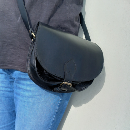 Sam Leather Saddle Bag - Black