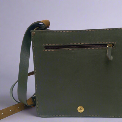 Green leather Midi Messenger Bag