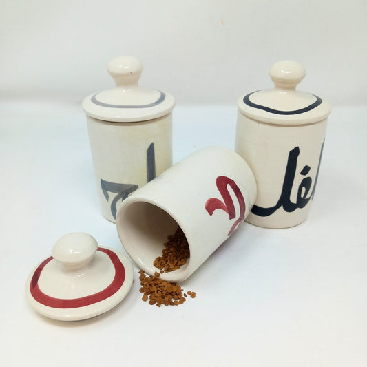 Arabic Ceramic  Spice Pot With Lid