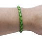 Adjustable twisted artisan leather bracelet jewelry for men and women in green on wrist