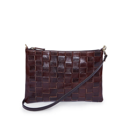 Alex Handwoven Chocolate Cross Body Leather Clutch Bag - Artisan Stories