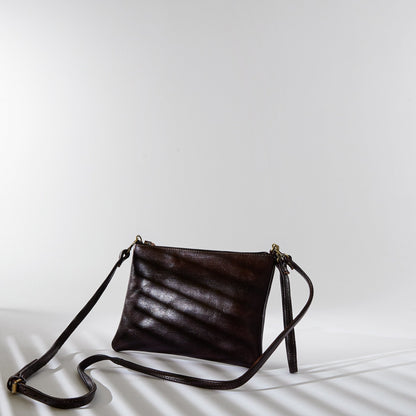 Alex Handwoven Chocolate Cross Body Leather Clutch Bag - Artisan Stories