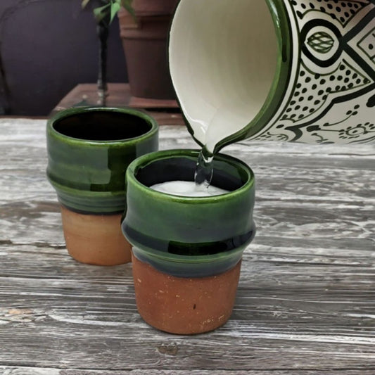 Beldi Glazed Cup half green half Teracotta - Artisan Stories