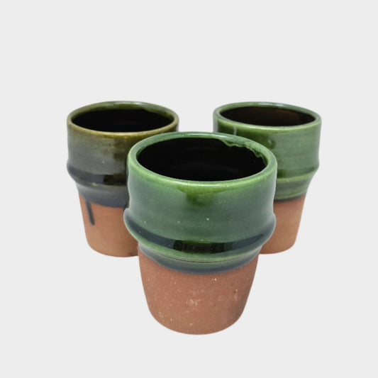 Beldi Glazed Cup half green half Teracotta - Artisan Stories