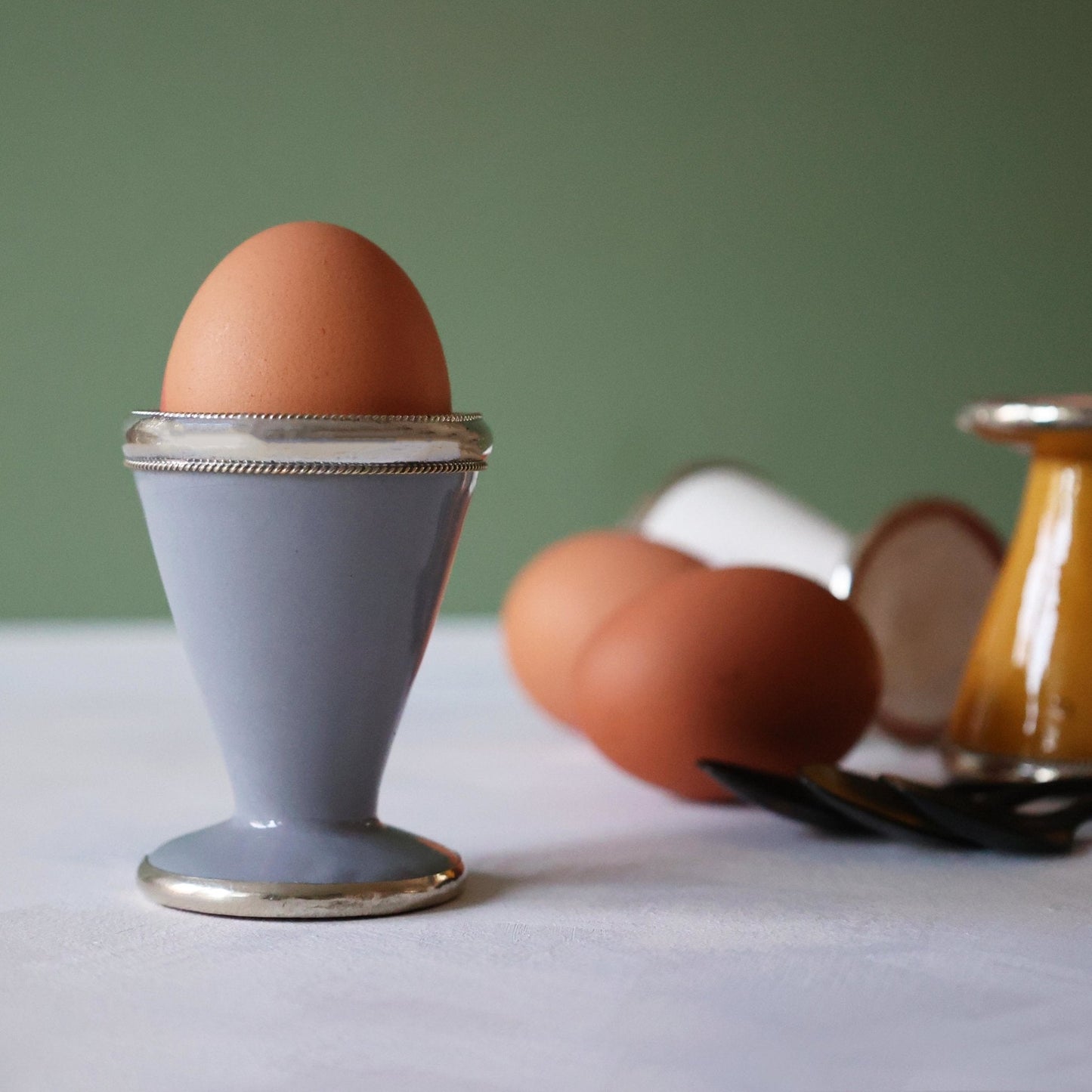 Berber Egg Cup with metal trim - Grey - Artisan Stories