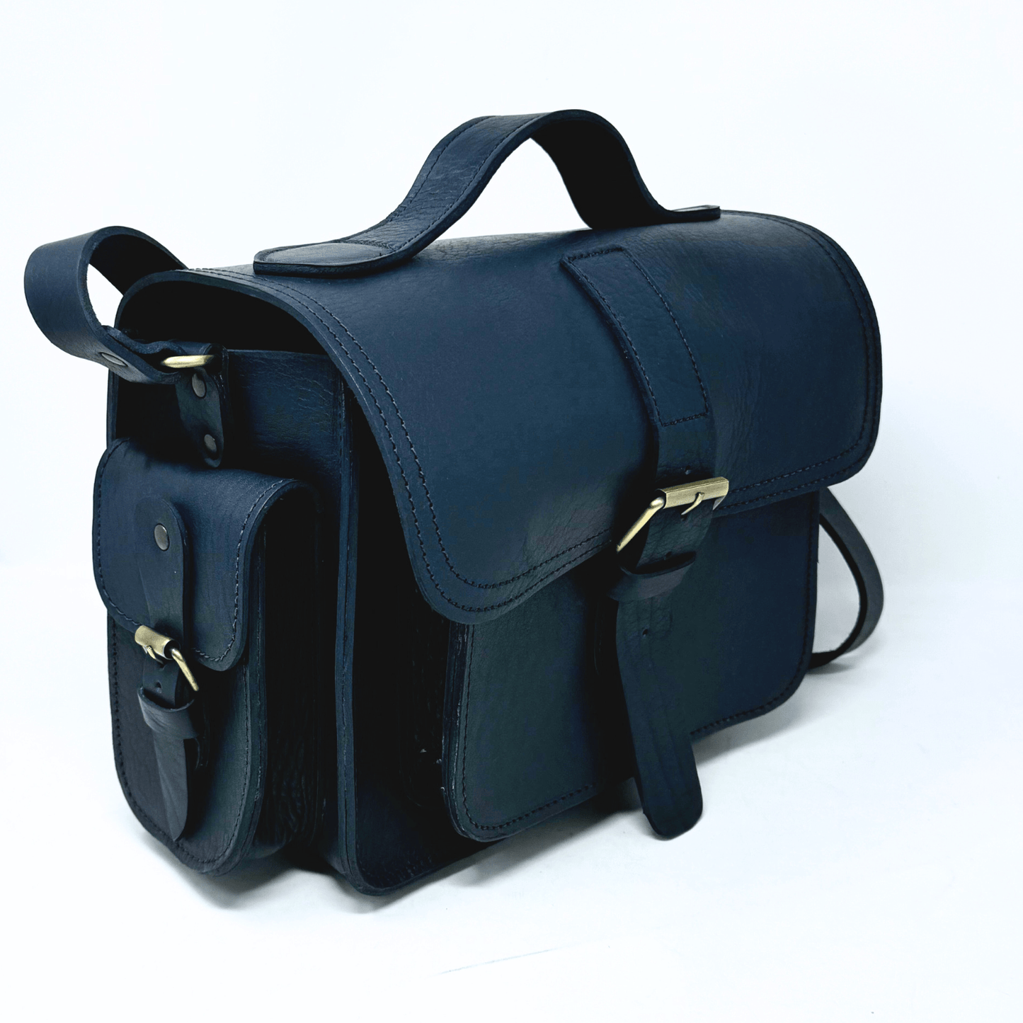 Blue Leather Camera Satchel Bag - Artisan Stories