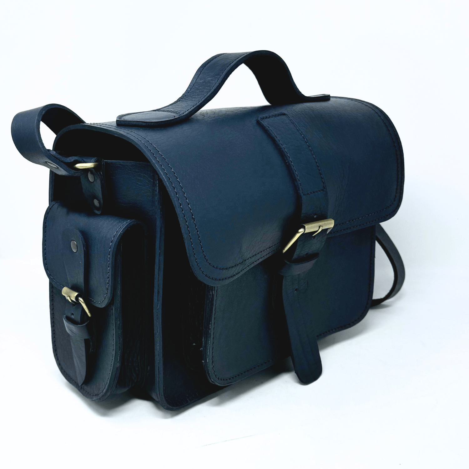 Blue Leather Camera Satchel Bag - Artisan Stories