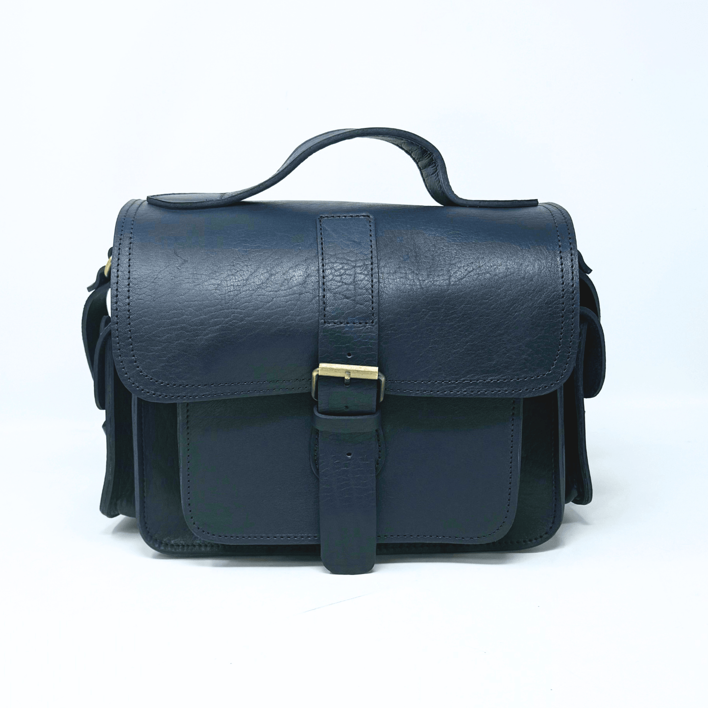 Blue Leather Camera Satchel Bag - Artisan Stories