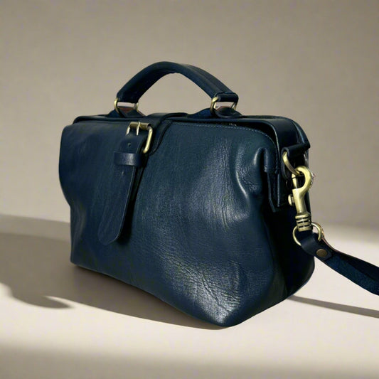 Blue Leather Doctor handbag - Artisan Stories