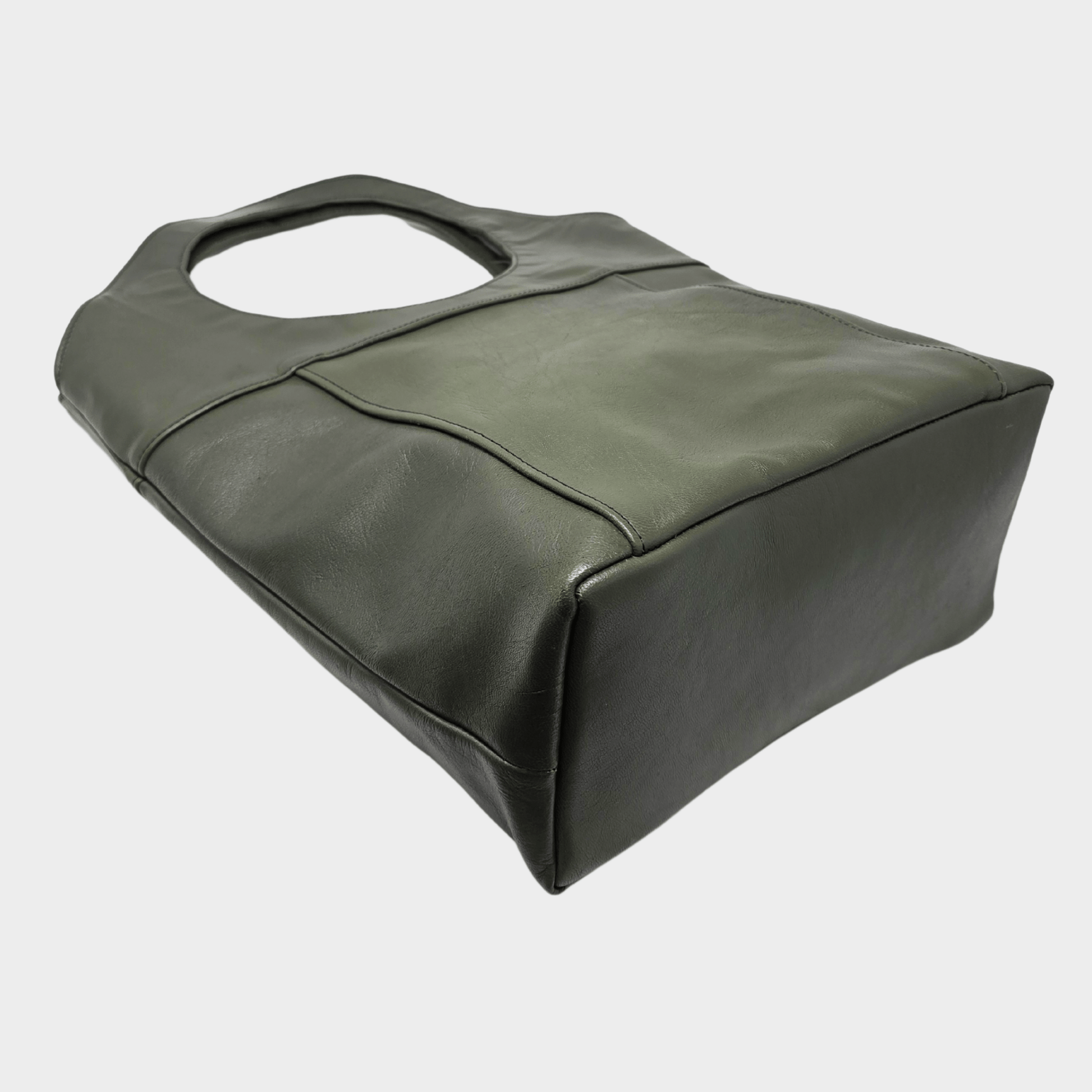 Bob Leather Tote Khaki Green - Artisan Stories