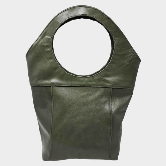 Bob Leather Tote Khaki Green - Artisan Stories