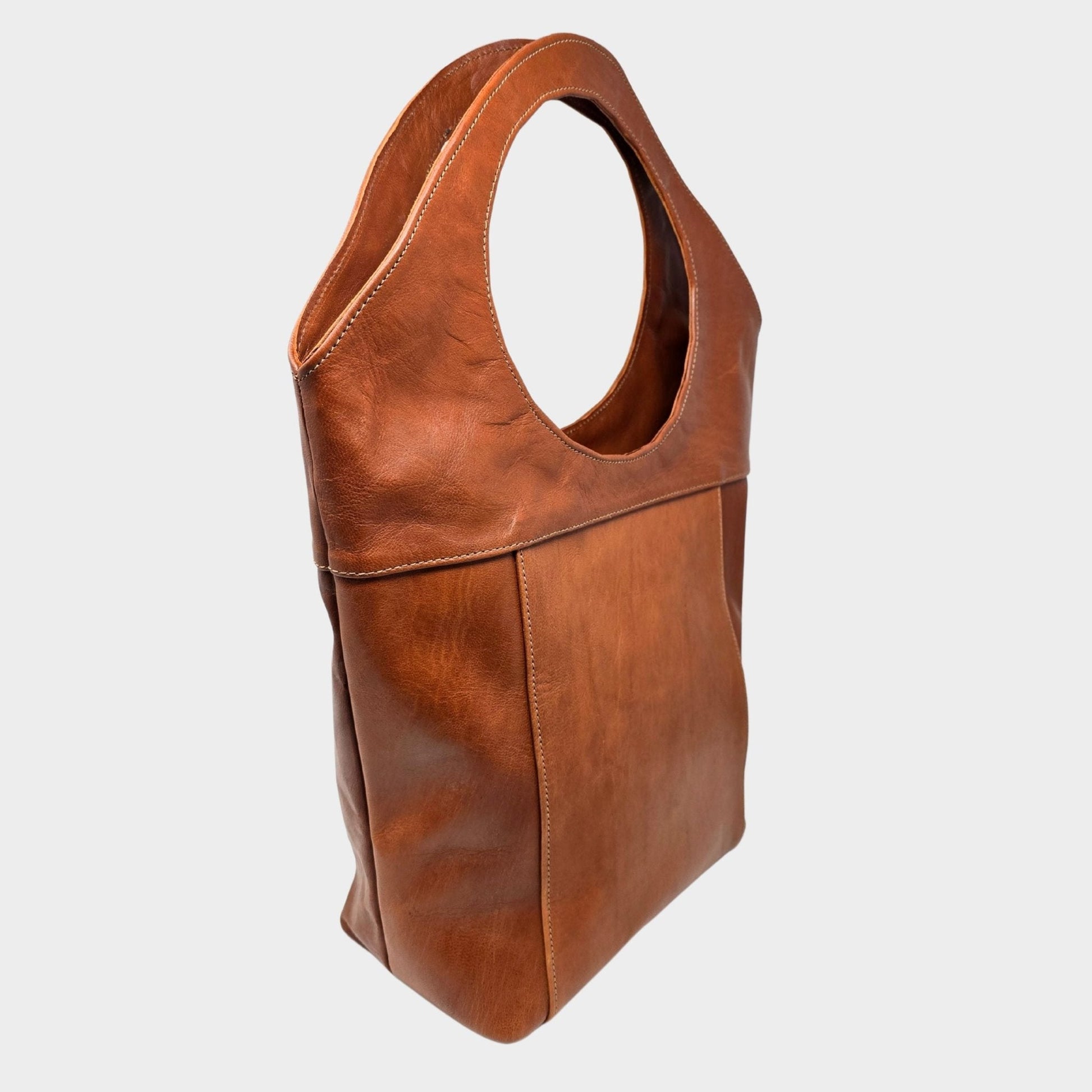 Bob Leather Tote Tan Light Brown - Artisan Stories