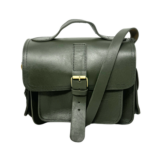 Green Leather Camera Satchel Bag