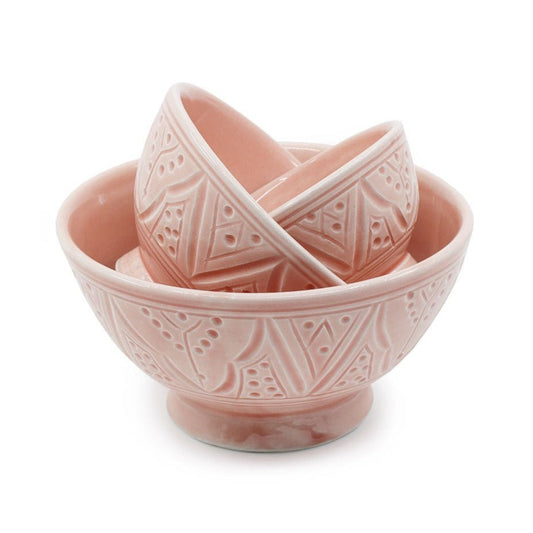 Carved Safa Ceramic Bowls - Blush - Artisan Stories