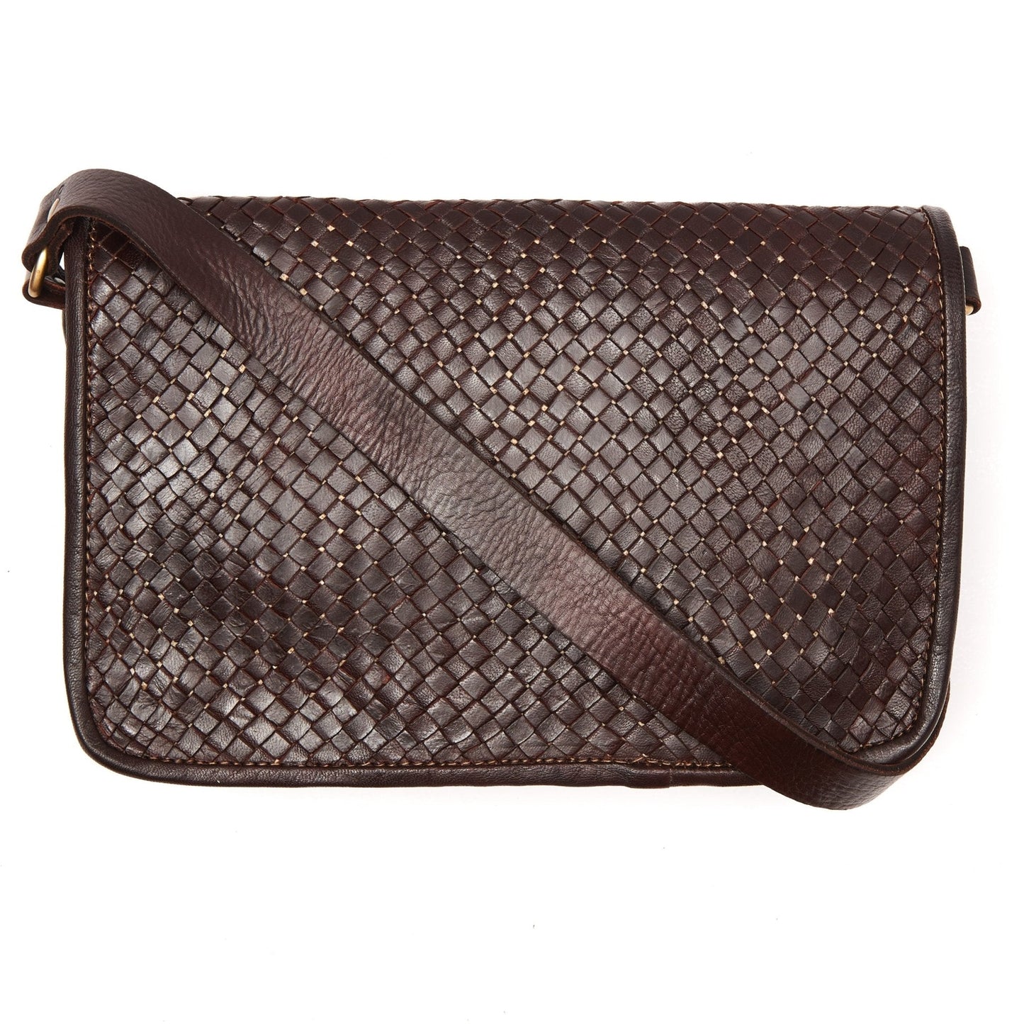 Charlotte Dark Brown Woven Leather Shoulder Bag - Artisan Stories