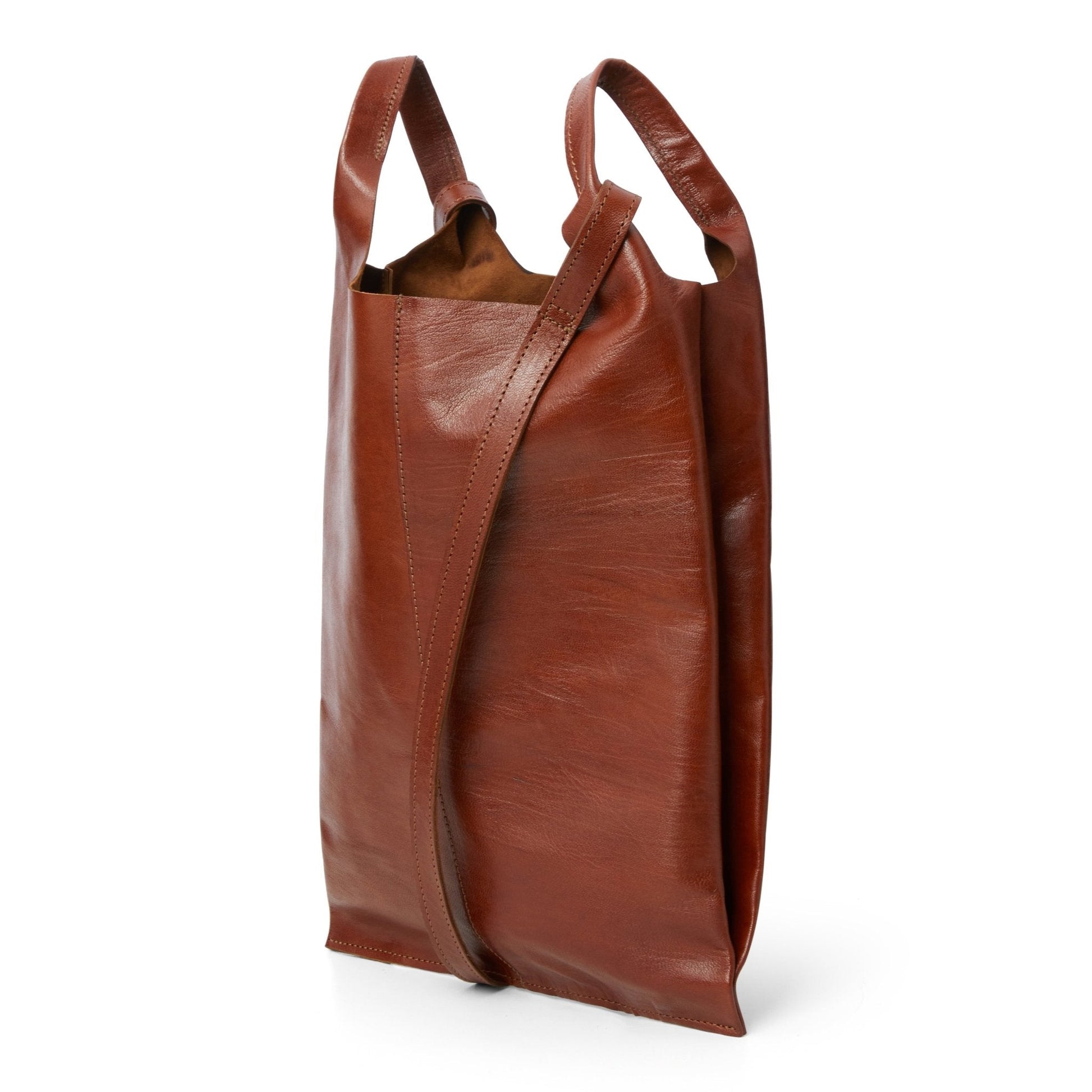 Classic Leather Tote carrier Bag - tan - Artisan Stories