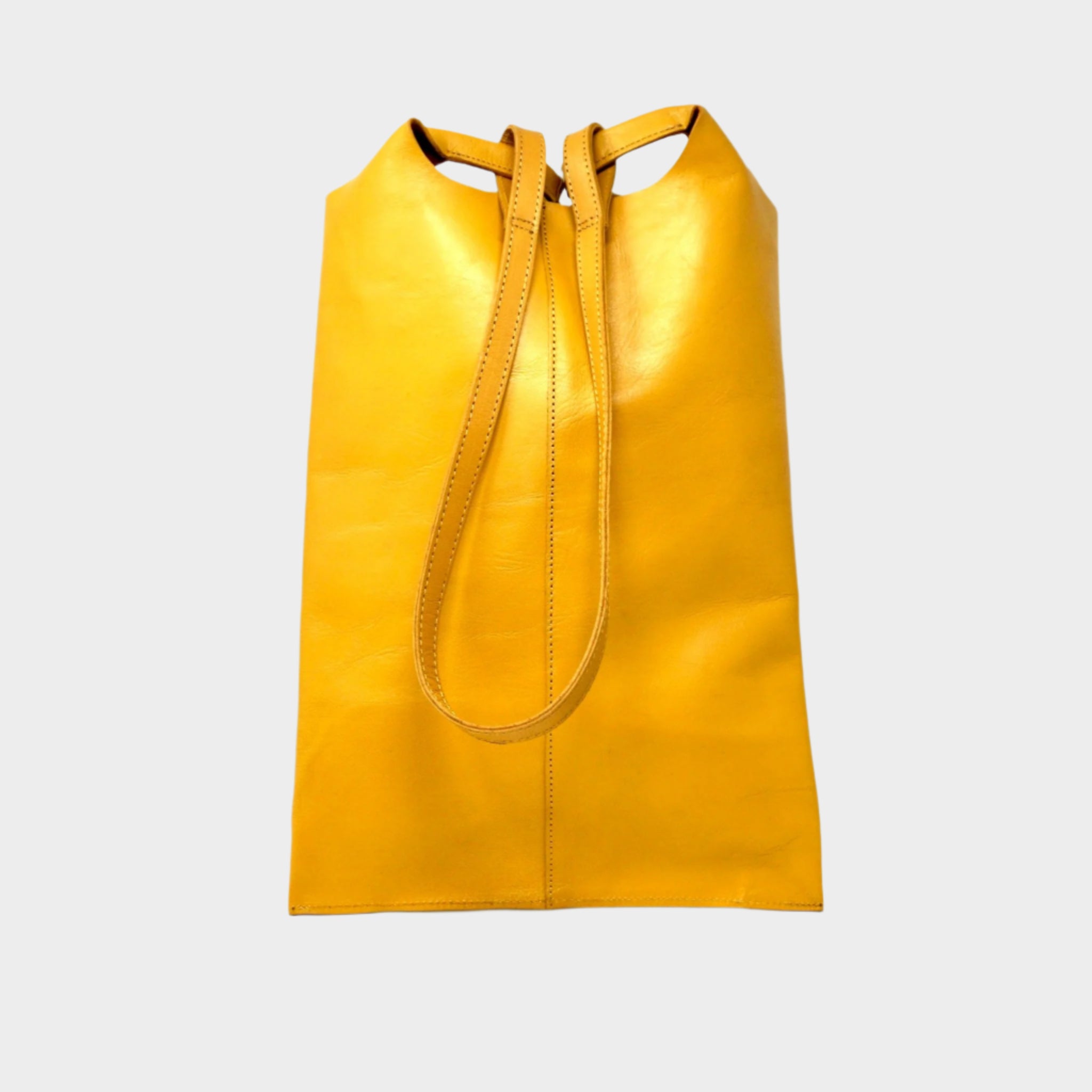 Classic Leather Tote carrier Bag - yellow - Artisan Stories