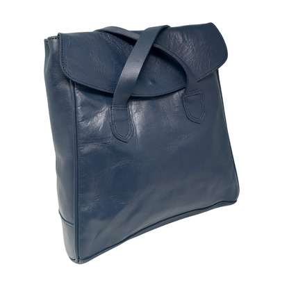 Convertible Leather Tote Backpack Cleo In Navy Blue