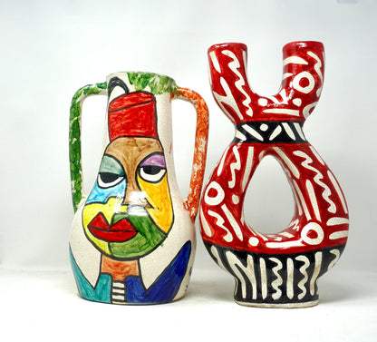 Cubist design ceramic vase vissage moul - Artisan Stories