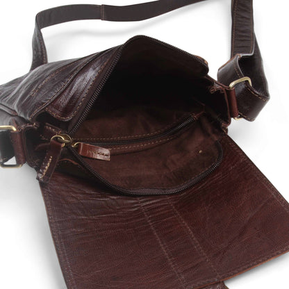 Dark Brown Jacque Leather Crossbody Bag - Artisan Stories