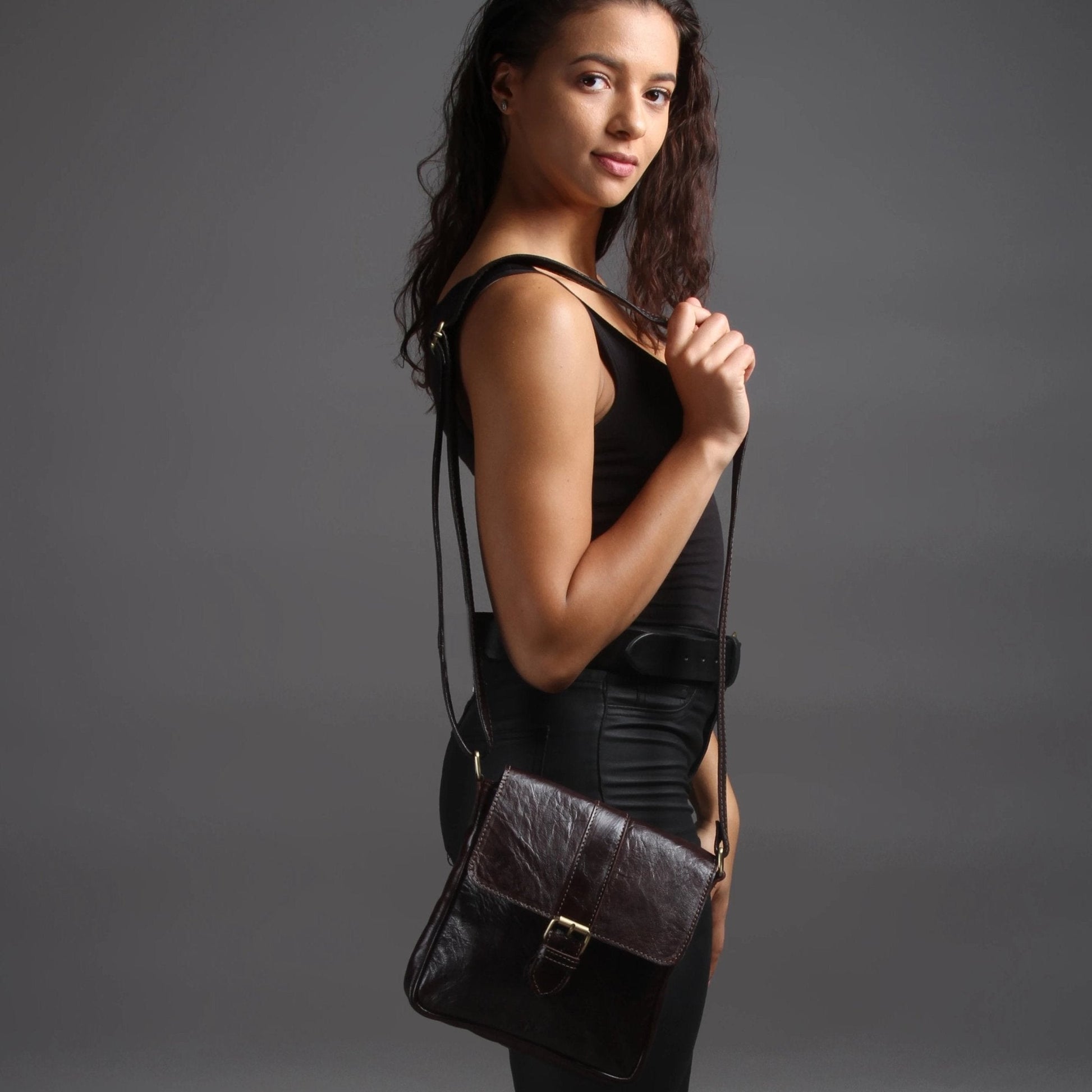 Dark Brown Jacque Leather Crossbody Bag - Artisan Stories