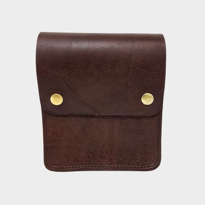 Dark Brown Small Leather Crossbody Bag with Pop Closure - Artisan Stories