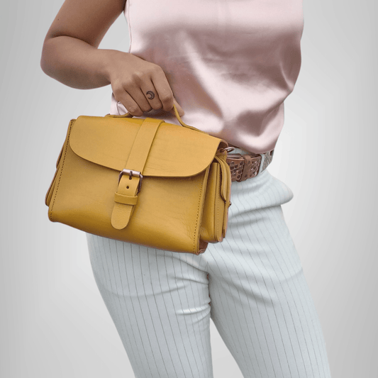 Flora Leather Handbag - yellow - Artisan Stories