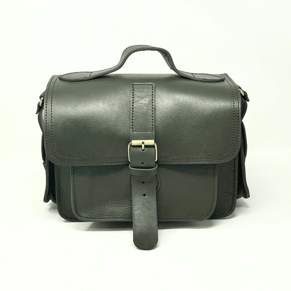 Green Leather Camera Satchel Bag - Artisan Stories