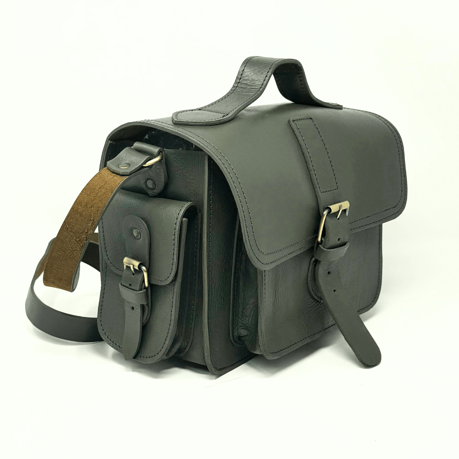 Green Leather Camera Satchel Bag - Artisan Stories