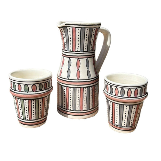 Hand painted Beldi ceramic Jug and Cup Karim - Artisan Stories