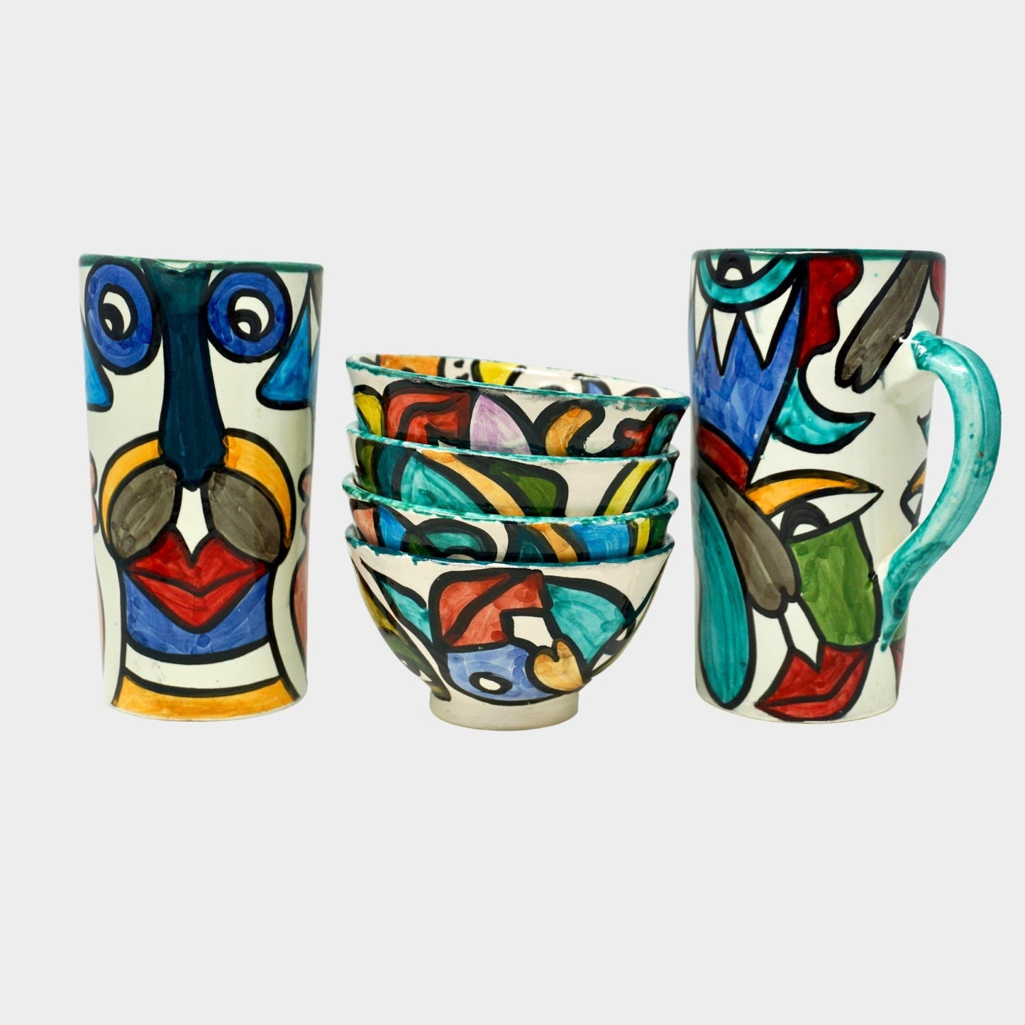 Hand - Painted Cubist Style Jug & Vase - Artisan Stories Collection - Artisan Stories