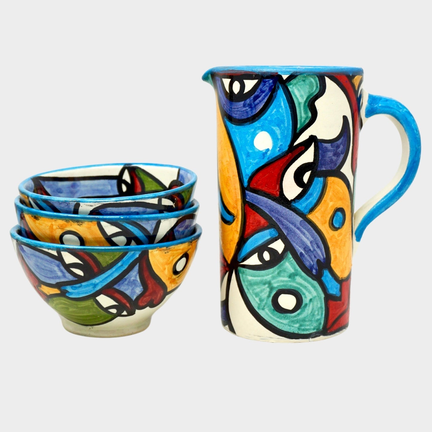 Hand - Painted Cubist Style Jug & Vase - Artisan Stories Collection - Artisan Stories