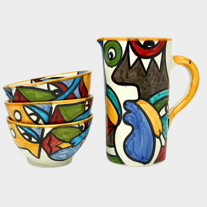 Hand - Painted Cubist Style Jug & Vase - Artisan Stories Collection - Artisan Stories