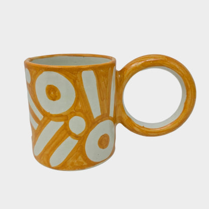 Hand - painted Round Handle Terracotta Mug - Artisan Stories