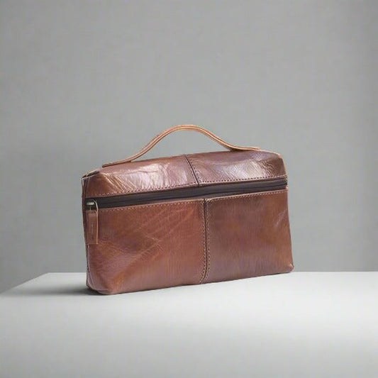 Light Brown Top handle  leather purse